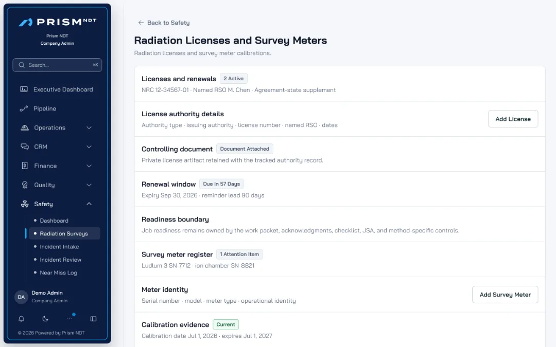 Prism Control every RT source and survey meter preview